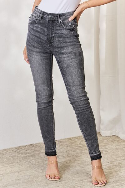 TFE: Judy Blue Full Size High Waist Tummy Control Release Hem Skinny Jeans