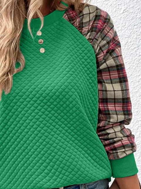 TFE: Sweatshirt with a Round Neck in a Plaid Pattern