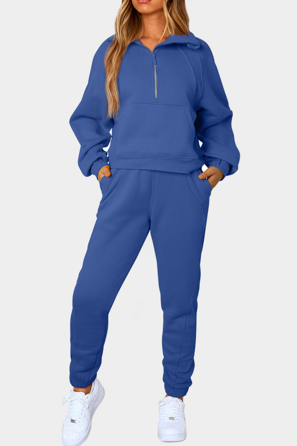 TFE: Sporty Elegance Half-Zip Set with Convenient Pockets